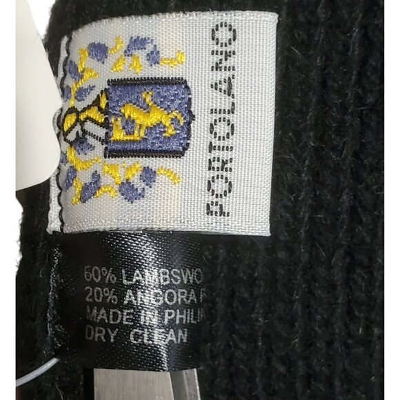 New Portolano Lambs Wool Blend Scarf Fur Flowers Angora Rabbit Black Wrap 12x70 - Picture 8 of 10